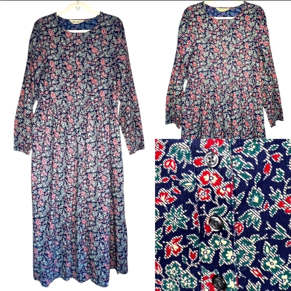 Vintage 80s Eddie Bauer Cottagecore Ditzy Print Floral Maxi Dress Size Large - Picture 10 of 10